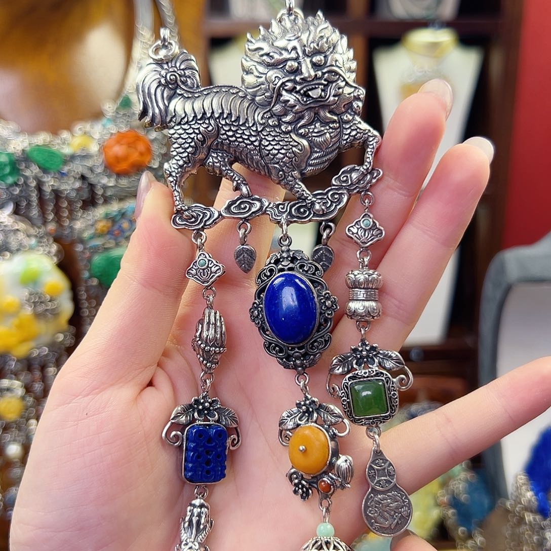 翡翠银S925镶嵌吊坠吊坠