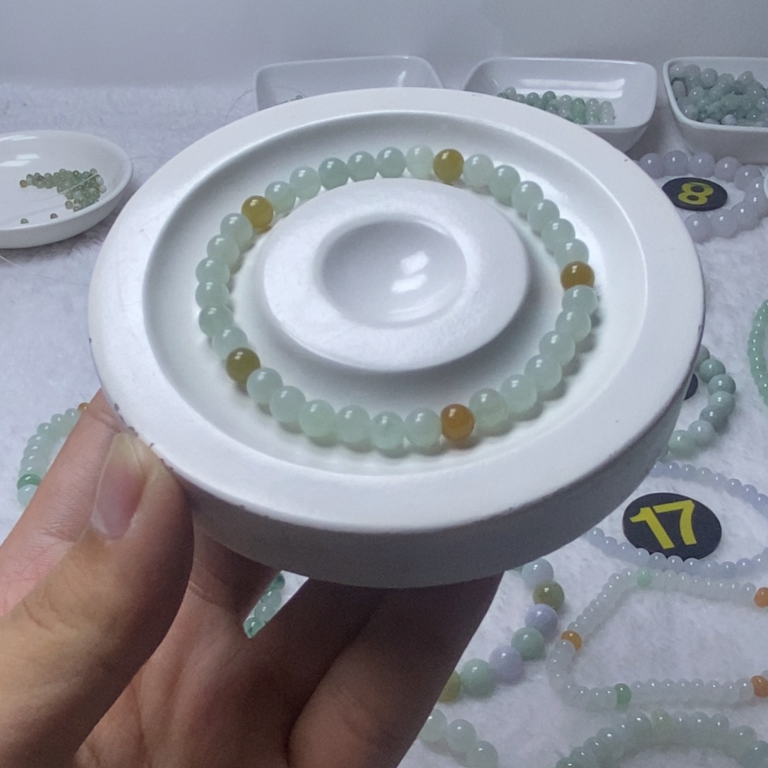 手链翡翠未镶嵌晴底圆珠卡5.3