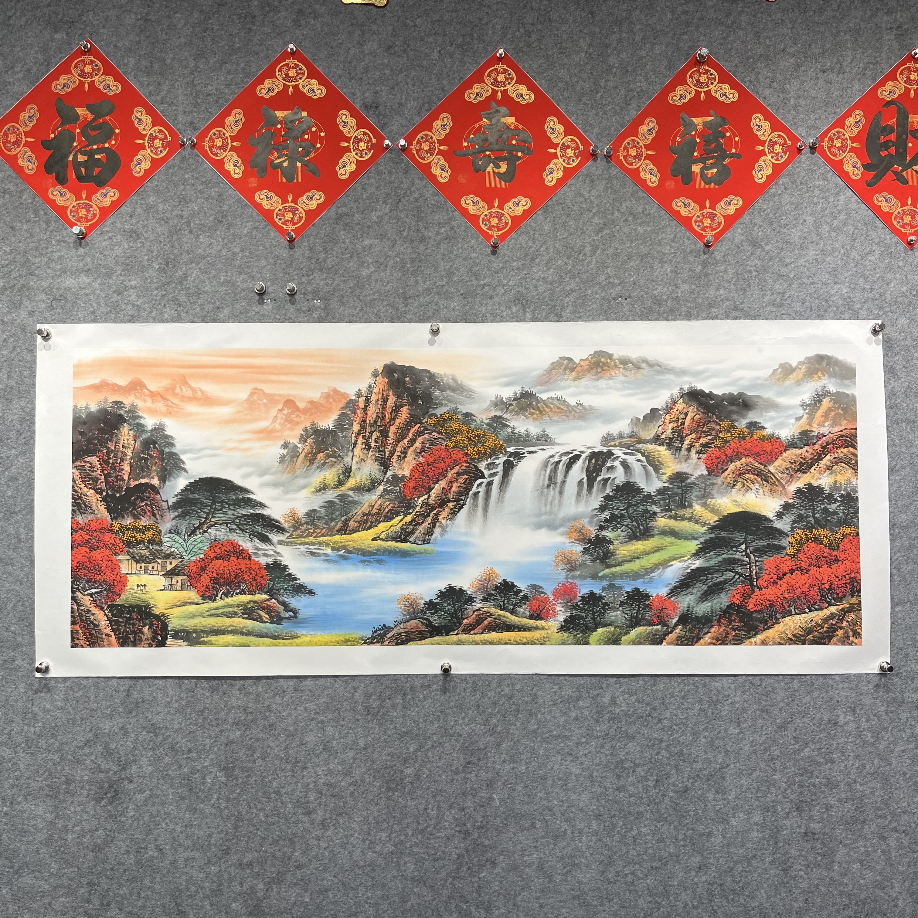 齐振家亲笔手绘山水画【鸿运当头】190*75cm送锦礼盒锦袋收藏送礼