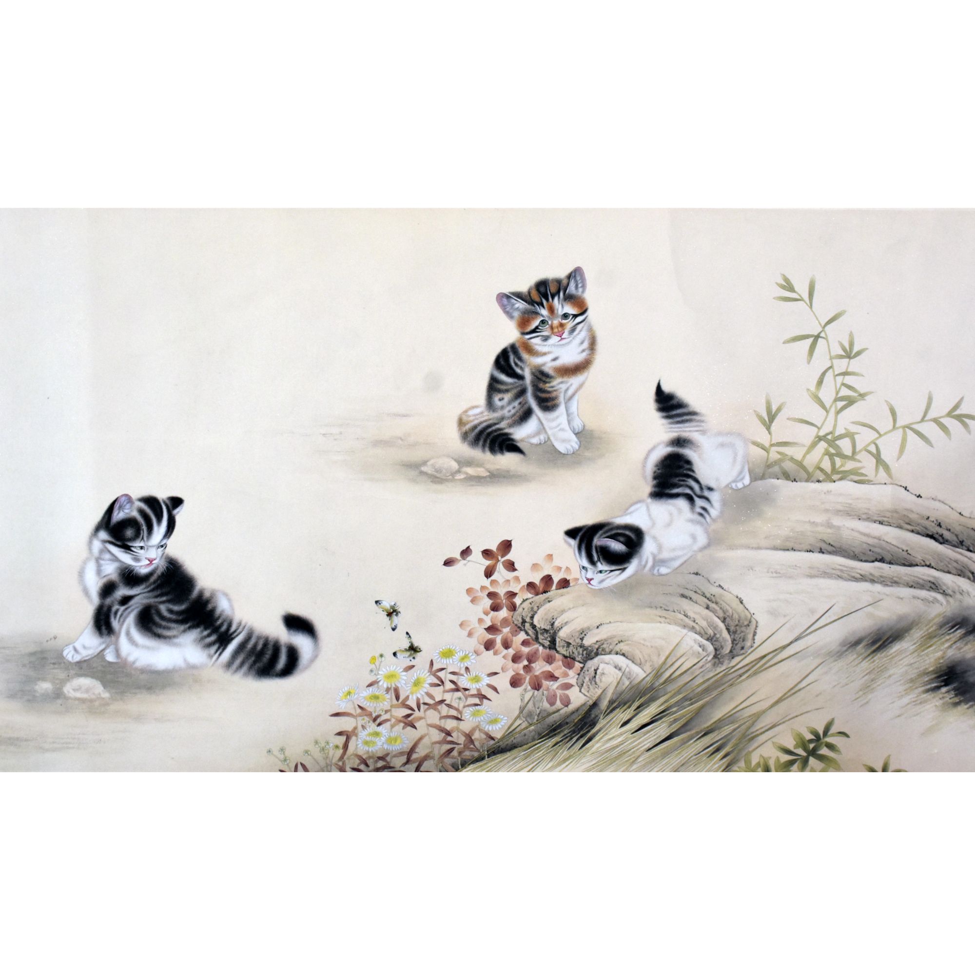 HM0735 猫蝶图 65×121cm 纸本镜片 7平尺