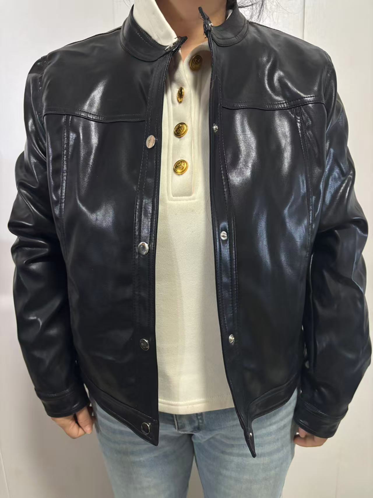 2025年秋冬新款皮衣女时尚百搭圆领皮夹克显瘦外套