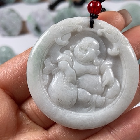 翡翠颈饰未镶嵌逍遥佛福利微瑕