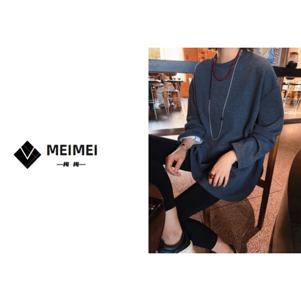 XMM.【极简大版卫衣】长袖针织时尚休闲宽松设计师圆领秋季简约A733