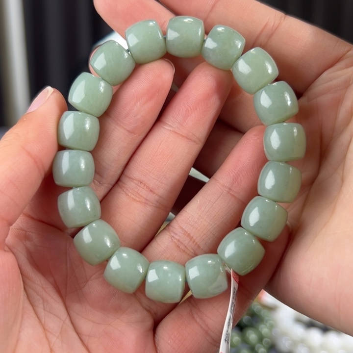 和田玉手串未镶嵌新疆且末蓝天空蓝卡12直切