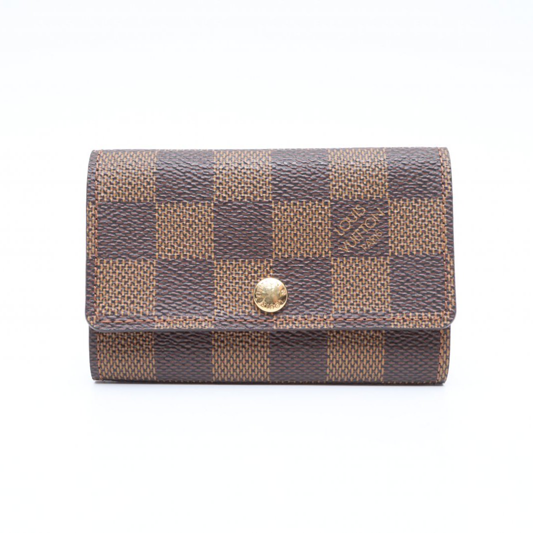 99新 LouisVuitton/路易威登 小花攀攀Logo按扣钥匙包 棕色棋盘格