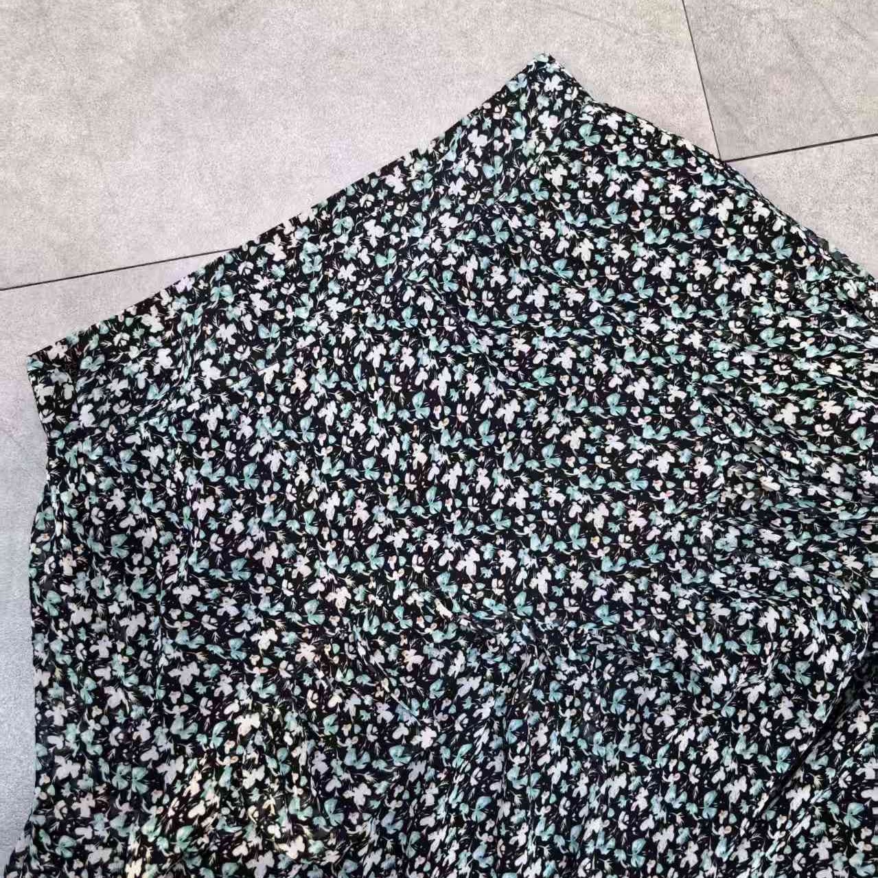 夏季法式复古百搭碎花不规则高腰显瘦中长款半身裙