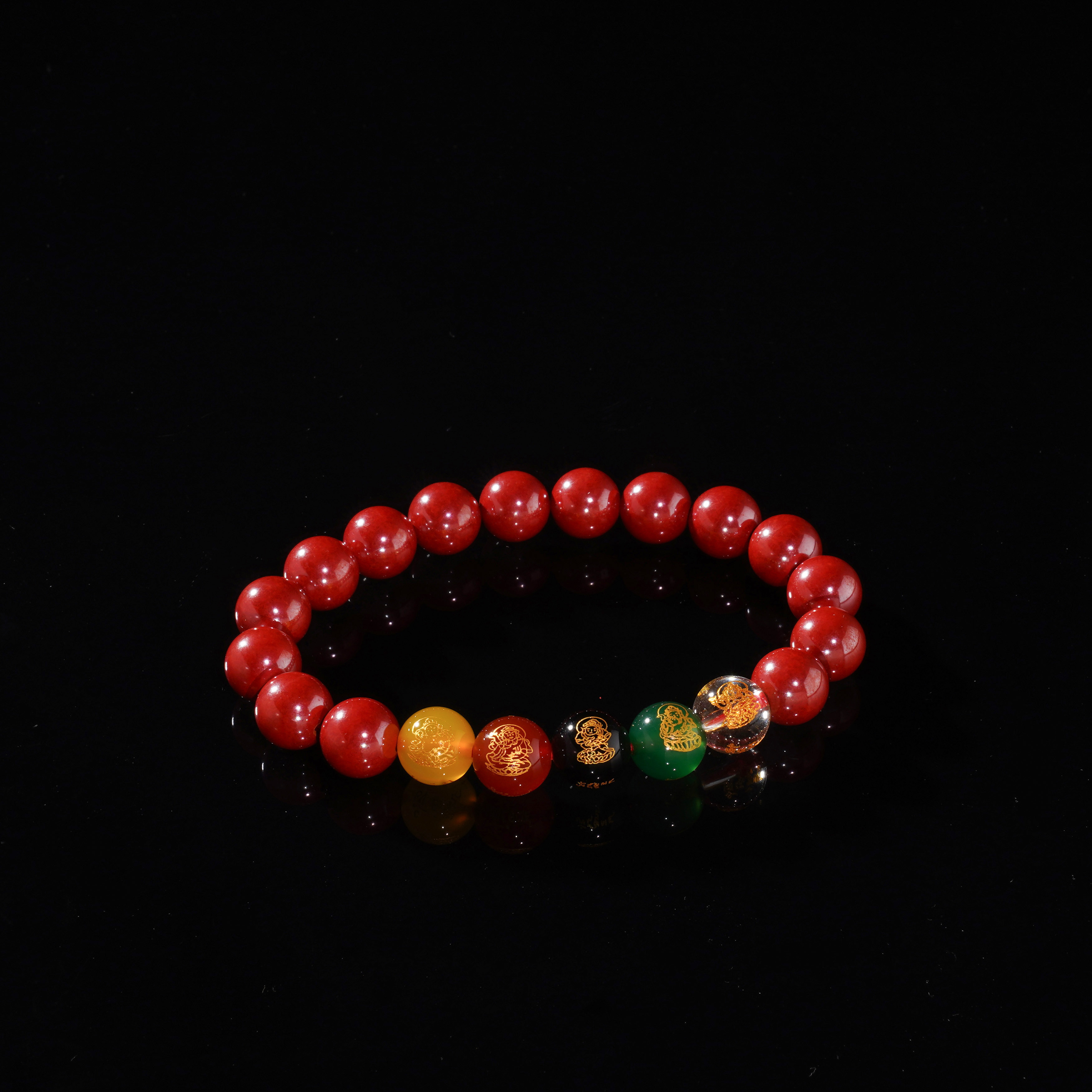 含辰砂工艺品【吉祥礼】本岁专属-五路帝王砂（高含量）手链