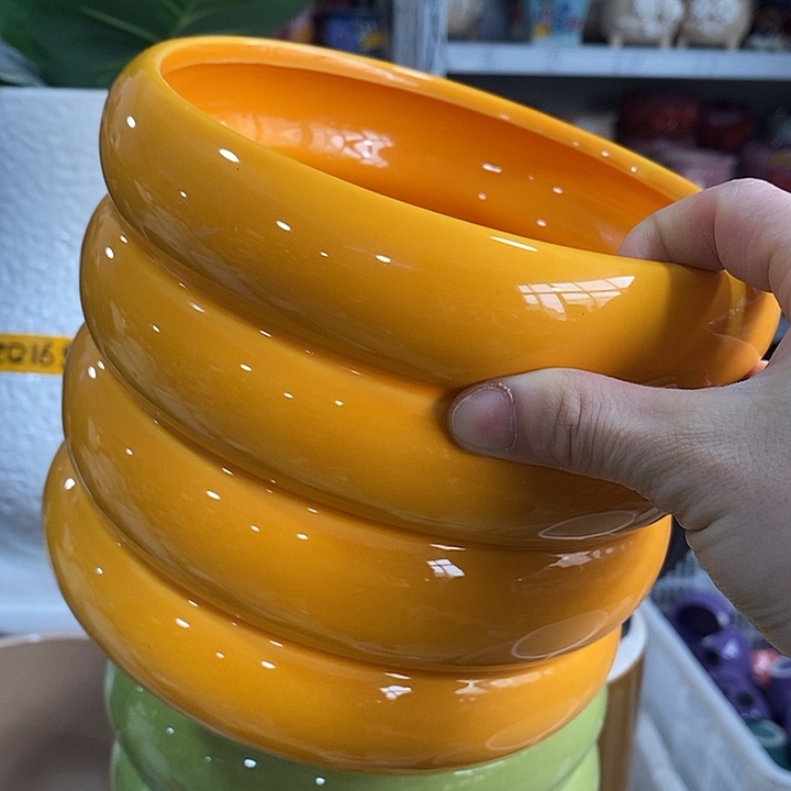 陶盆有孔 瑕疵针孔漏釉介意勿拍外口 18外高15