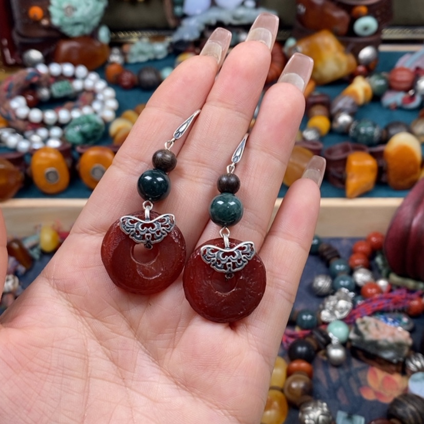 【闪购商品】玛瑙/玉髓耳环未镶嵌