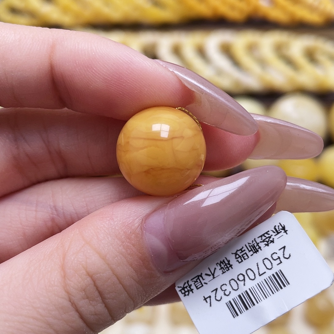 琥珀未镶嵌裸石15.6mm氧化款圆珠