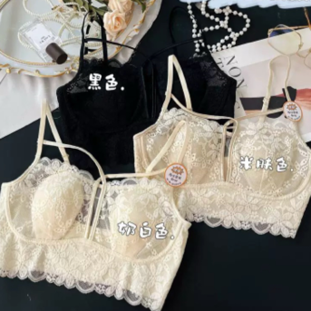 惠芝欣6530法式蕾丝兔耳朵美背细肩带大胸显小无钢圈内衣文胸女