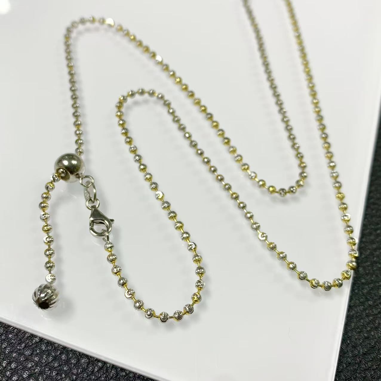链子925银 「戴琴珠宝」DQ1195-S925银分金色项链可调节20寸