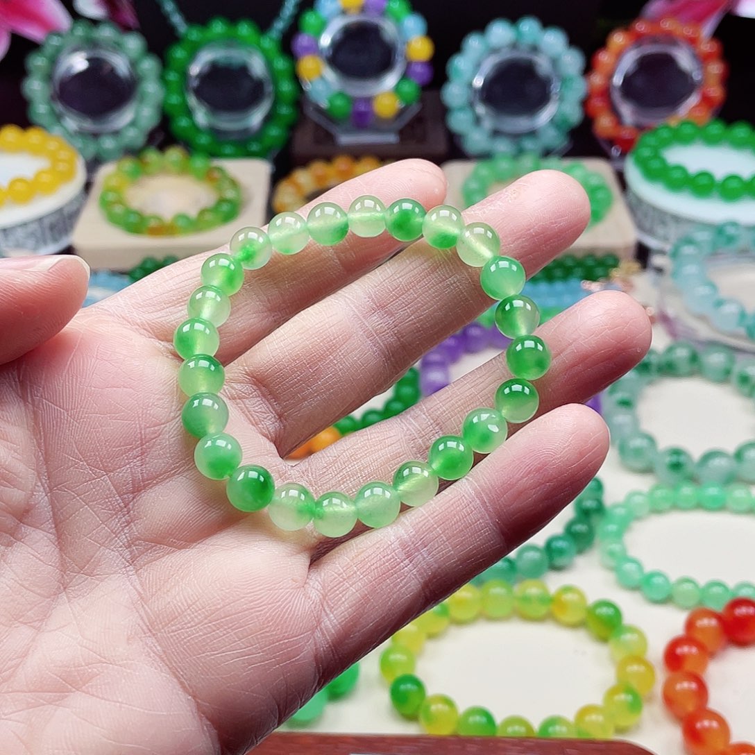 翡翠未镶嵌颈饰卡8翡翠珠链男女款09