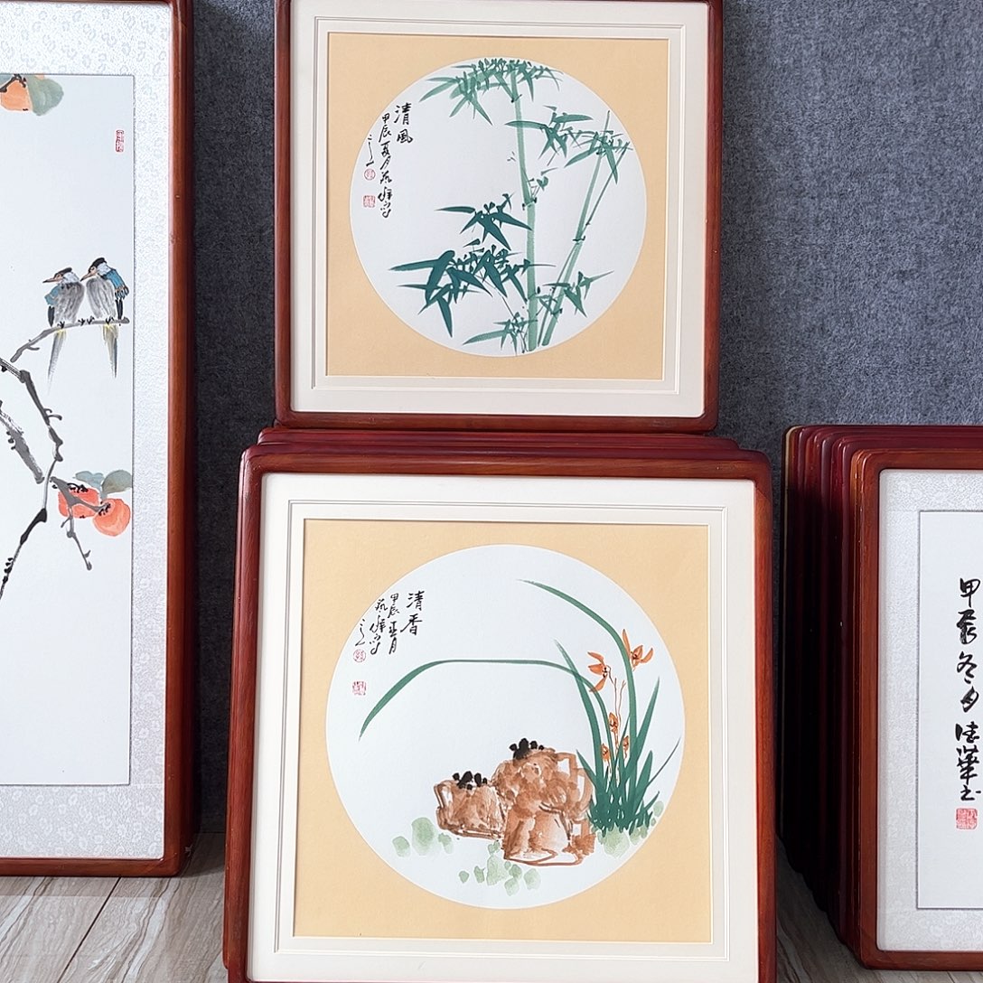 国画书画作品带框63×63