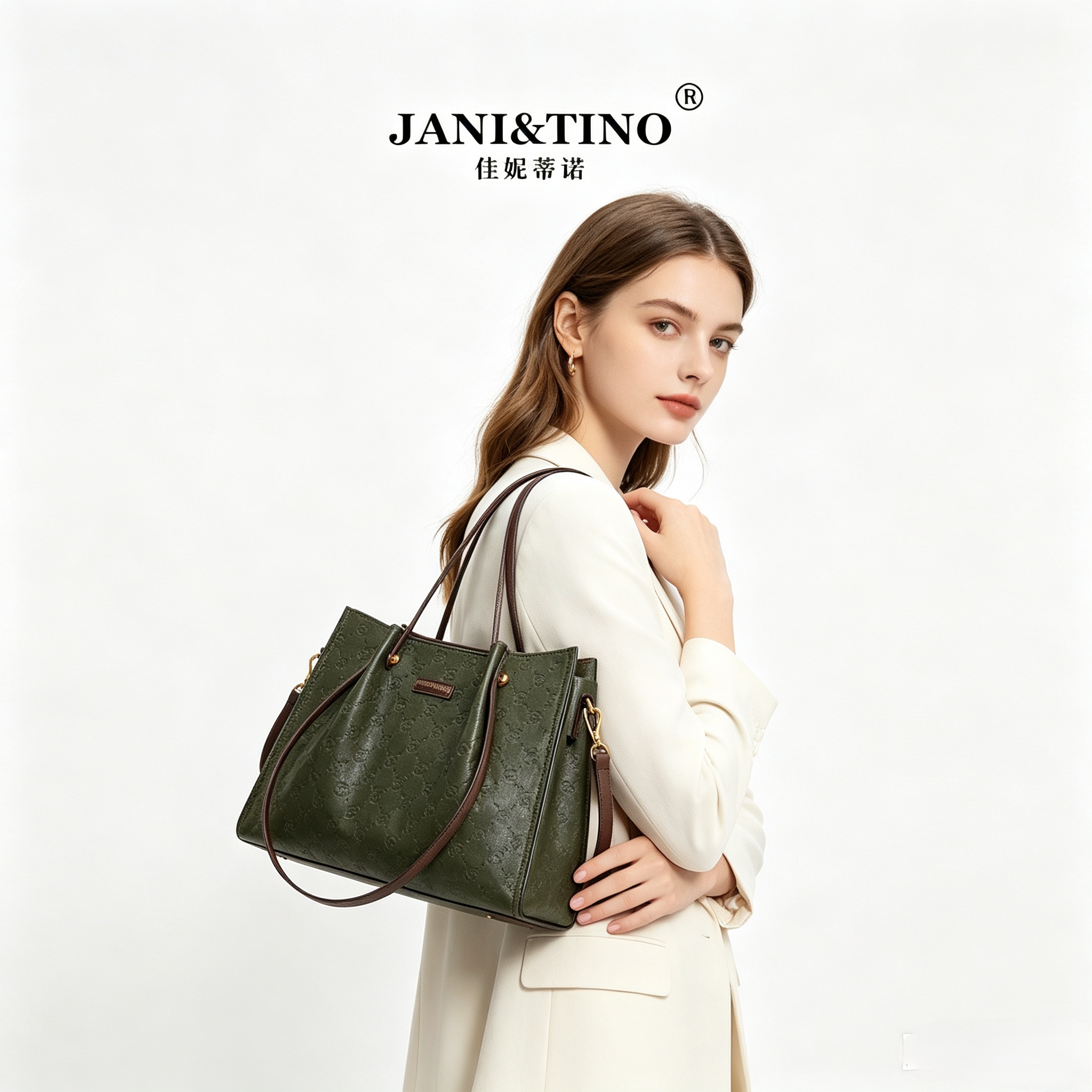 JANITINO/佳妮蒂诺当季新款经典时尚休闲单肩手提包3870绿