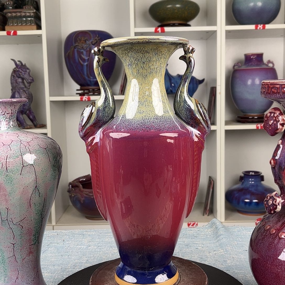 瓷片摆件……孔雀瓶，无礼盒