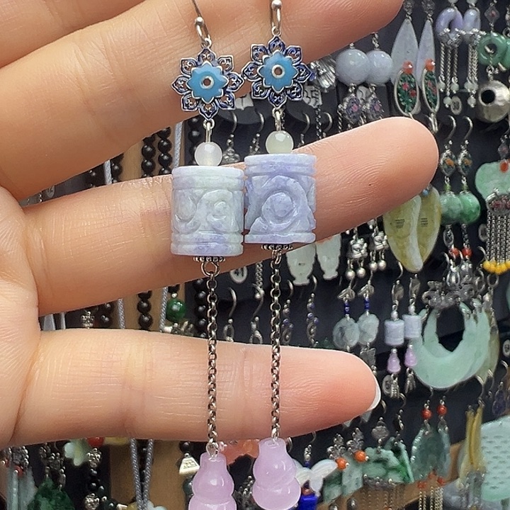 翡翠银S925镶嵌耳饰