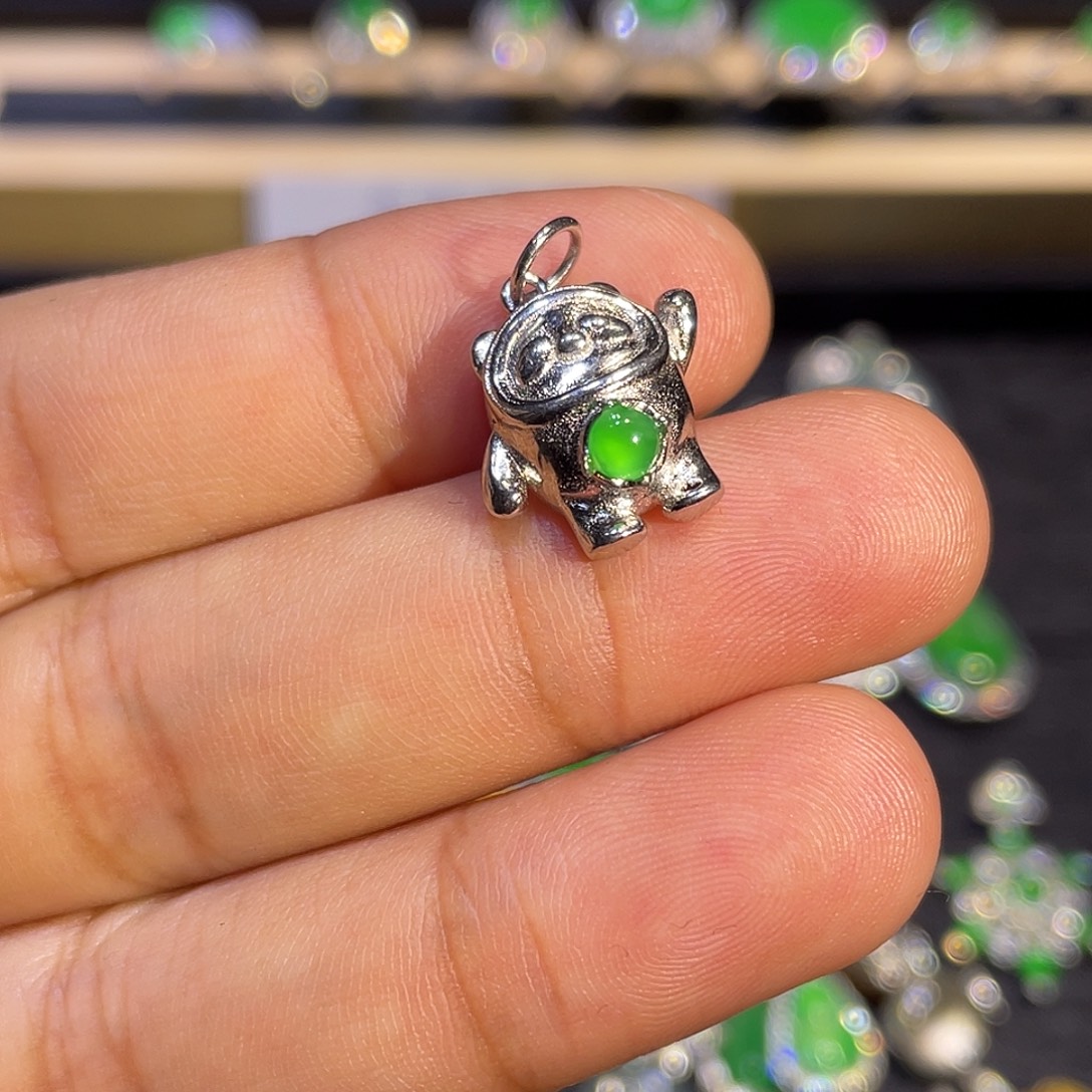 翡翠银S925镶嵌吊坠(不含链)