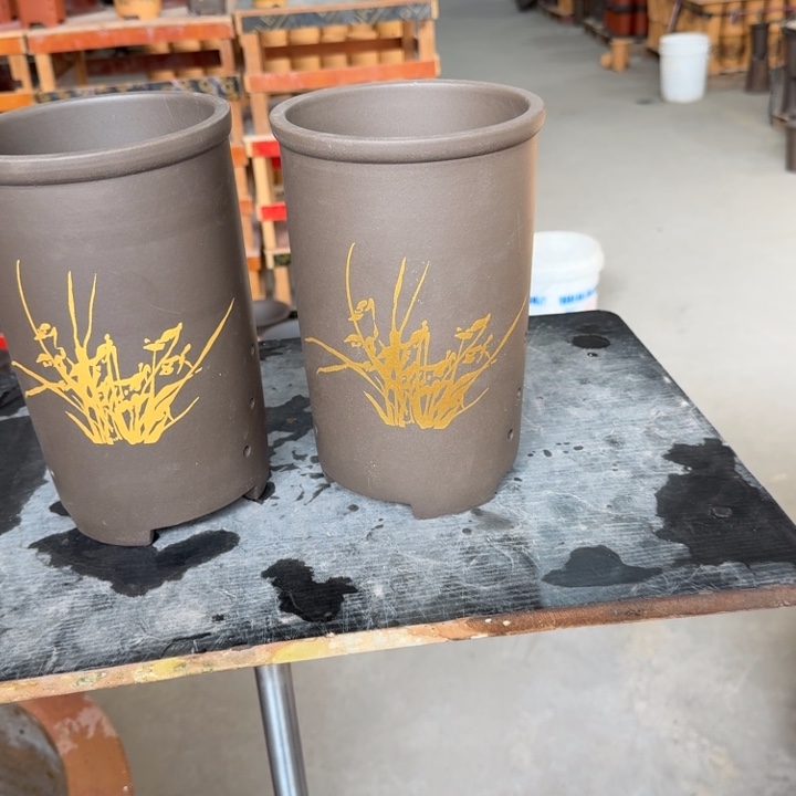 紫砂花盆高度23口径14俩只