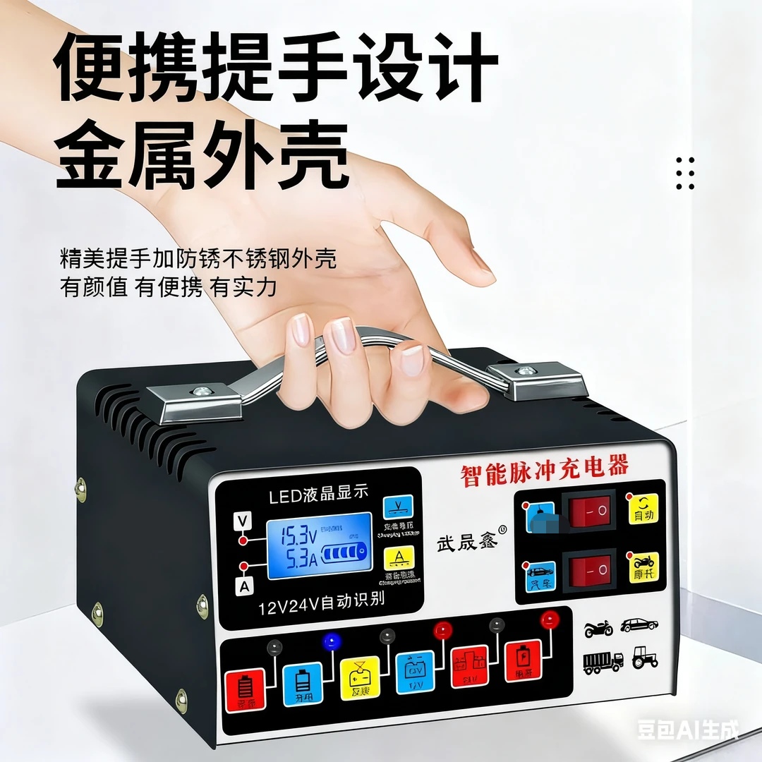 智能升级款充电器12V24V伏汽车摩托车蓄电池充电机脉冲充满自停