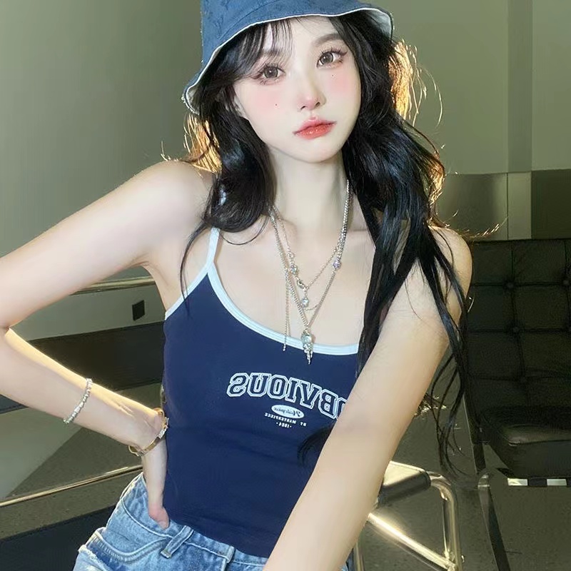 美式复古吊带小背心辣妹设计感无袖短款紧身内搭上衣吊带背心外穿