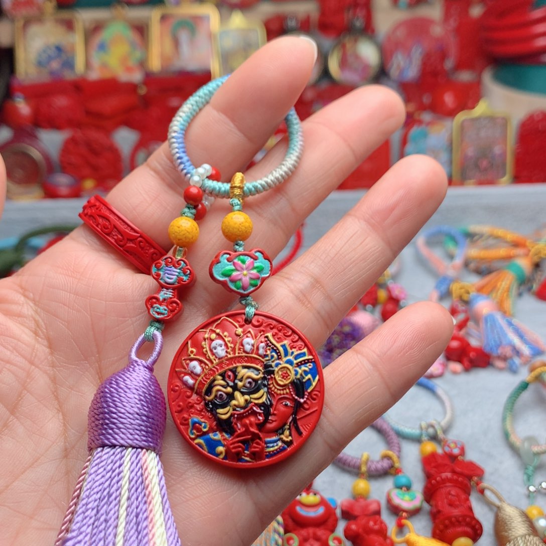 天然辰砂工艺品朱砂钥匙扣包包挂