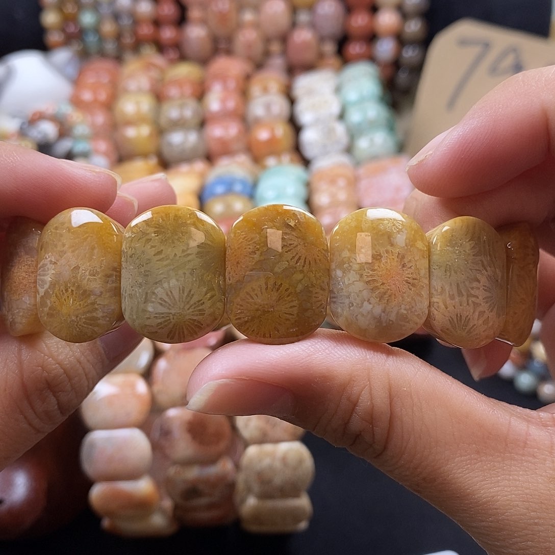 硅化珊瑚（珊瑚玉）手牌未镶嵌26