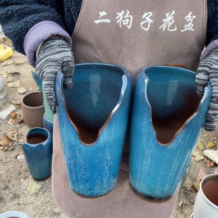 紫砂花盆口14高30瑕疵瑕疵