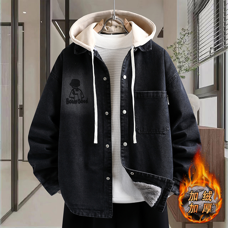 青少年学生休闲牛仔衬衫夹克外套男春秋新款舒适潮流时尚百搭外套