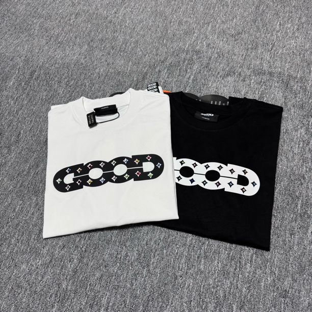 海棠家-GOODBRAND短袖24SS夏季Diamonds彩钻LOGO镂空印花T恤