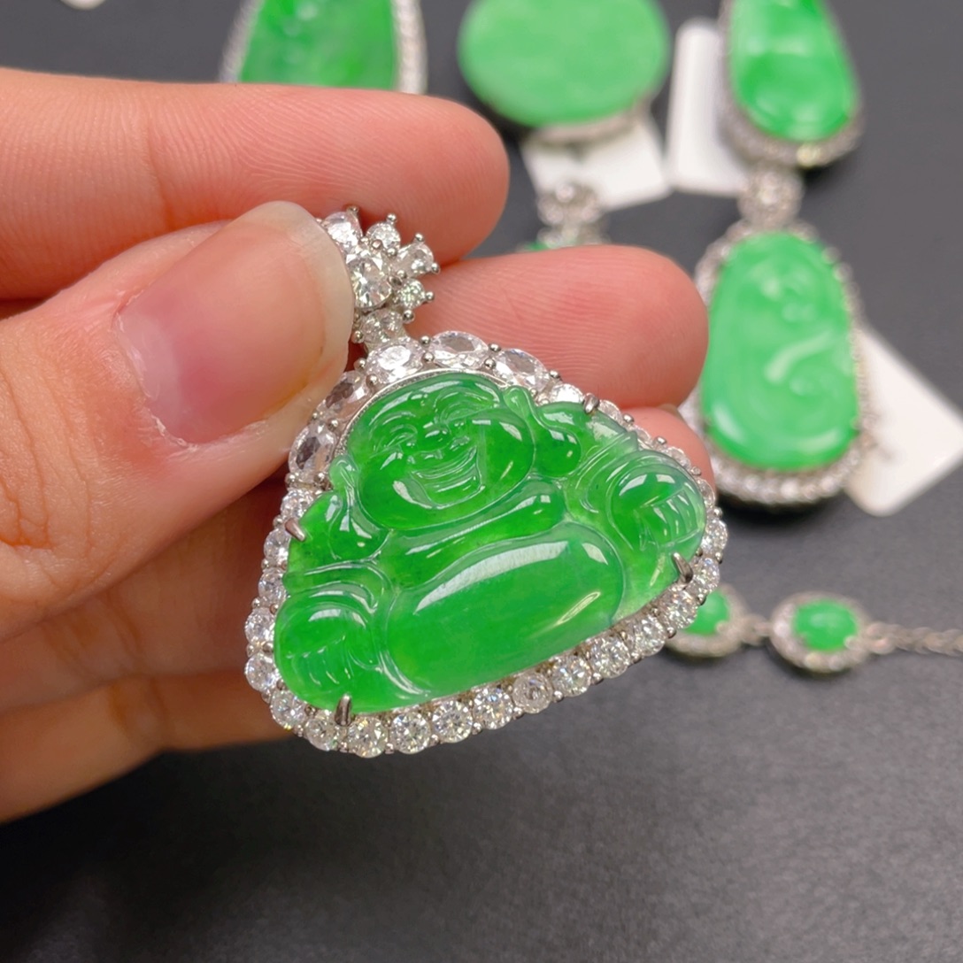 翡翠银S925镶嵌颈饰