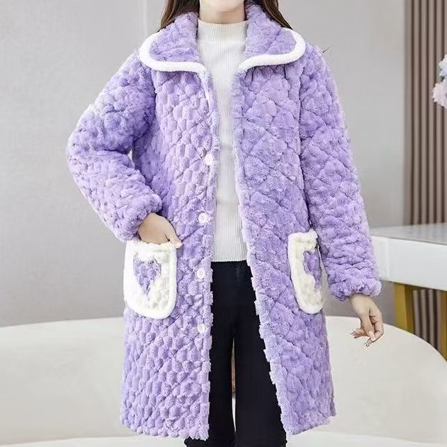 网红棉衣宽松保暖女中长款加绒加厚款棉服韩版睡衣
