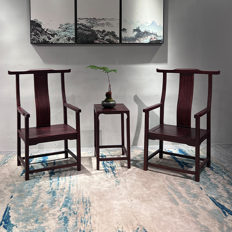 南美酸枝大唐锦绣三件套官帽椅三件套客厅书房会客家具中式座椅