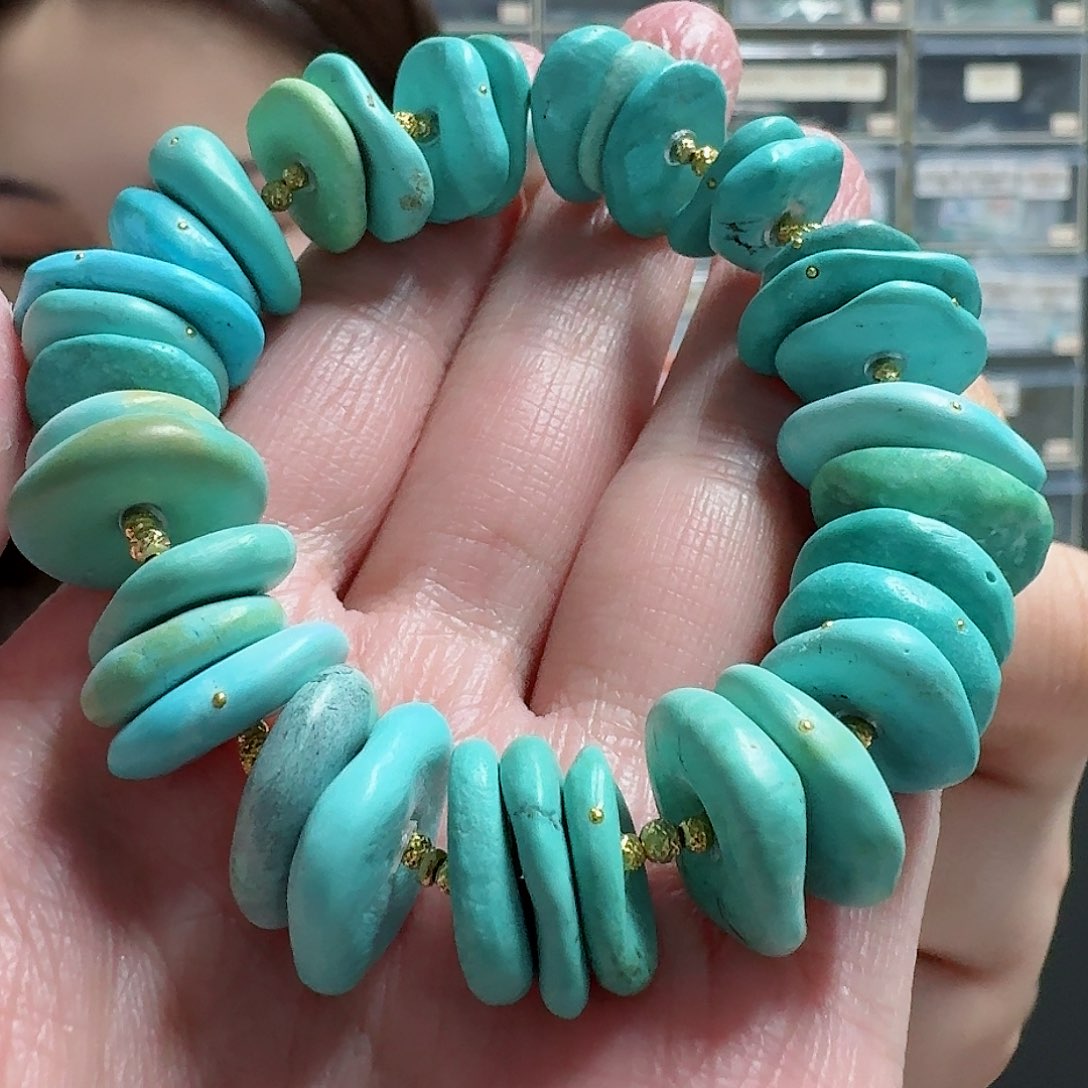 绿松石珠宝奇石18K金镶嵌