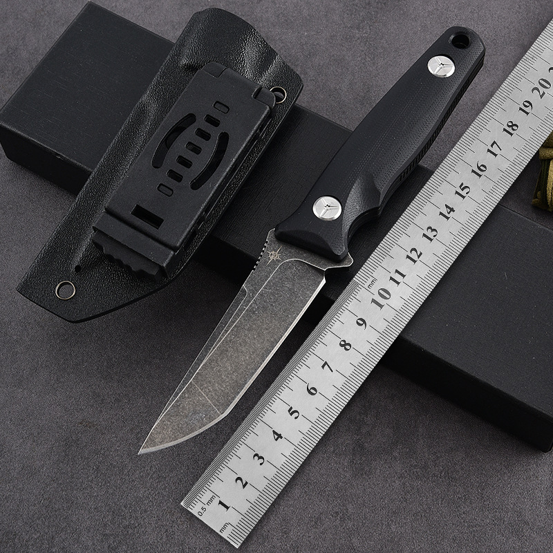 圣地亚哥荒野小直刀 多功能战术刀野营烧烤户外水果刀K鞘直刀