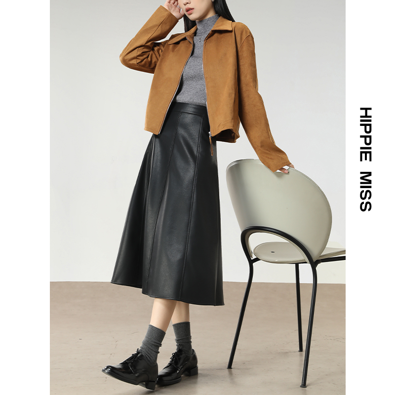 慕爱人半身裙女长款皮裙2025年新款秋冬款高腰显瘦气质a字裙