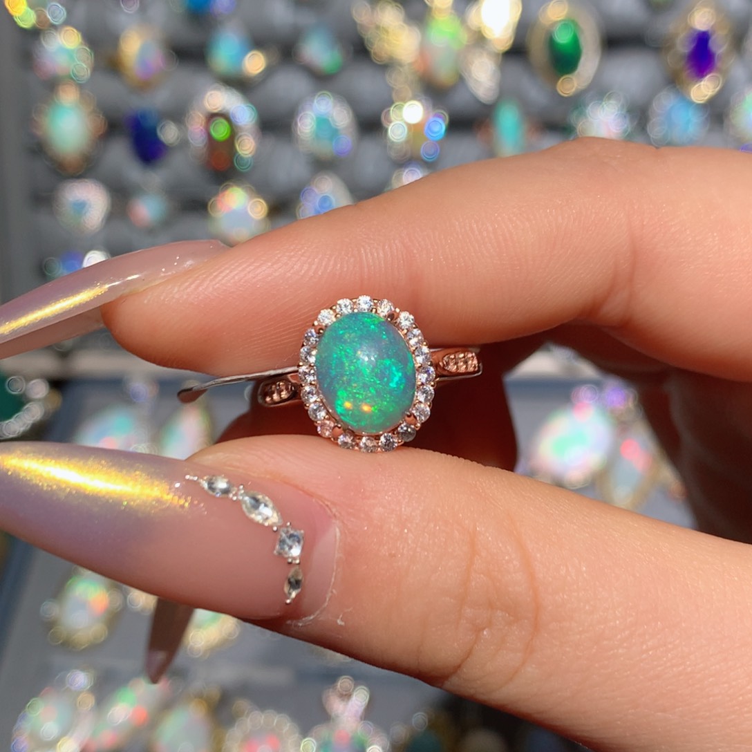 欧泊福利戒指t银S925镶嵌