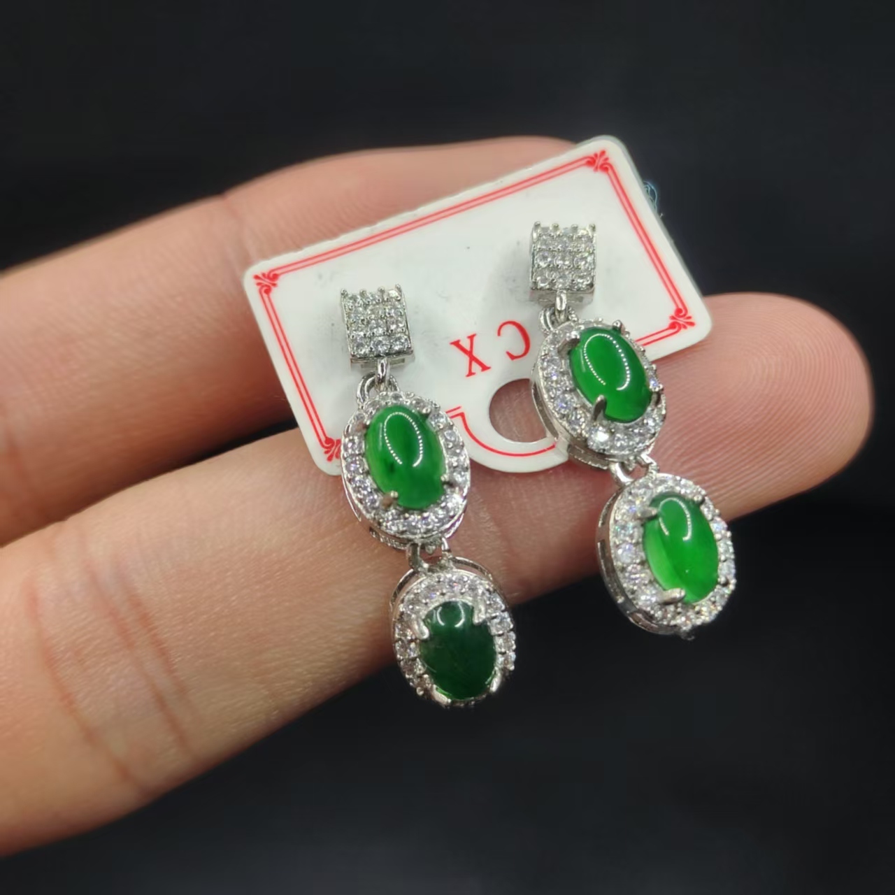 【龙龙严选】翡翠耳钉WH【多样性发其一】约6-4mm