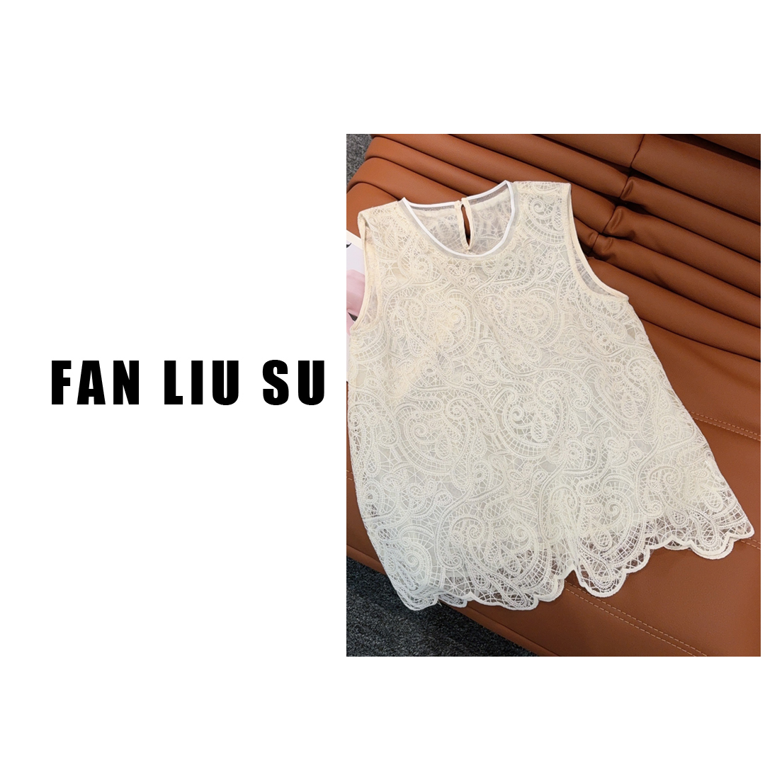 无袖上衣蕾丝衫2025新款女士夏季别致独特镂空小衫