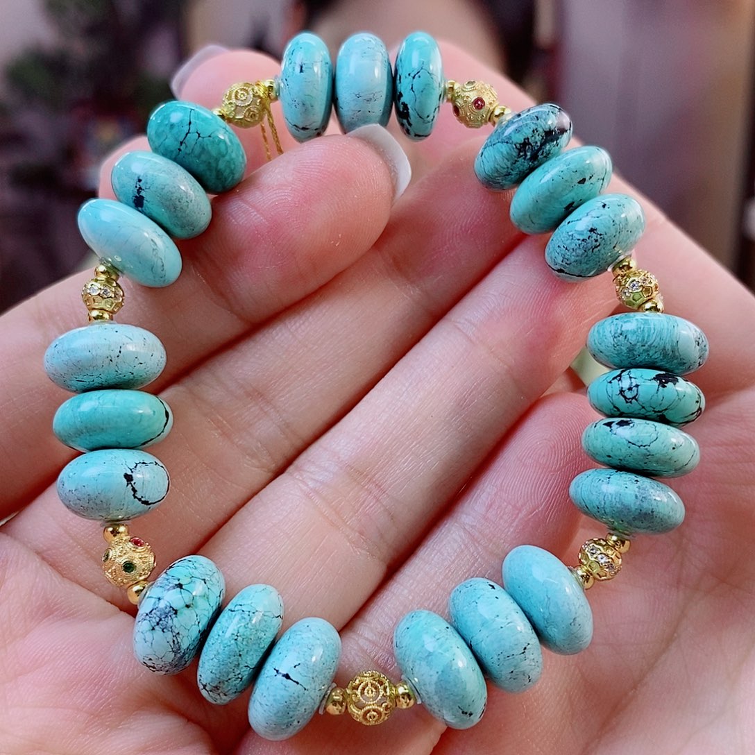 银S925镀金镶嵌绿松石珠宝奇石