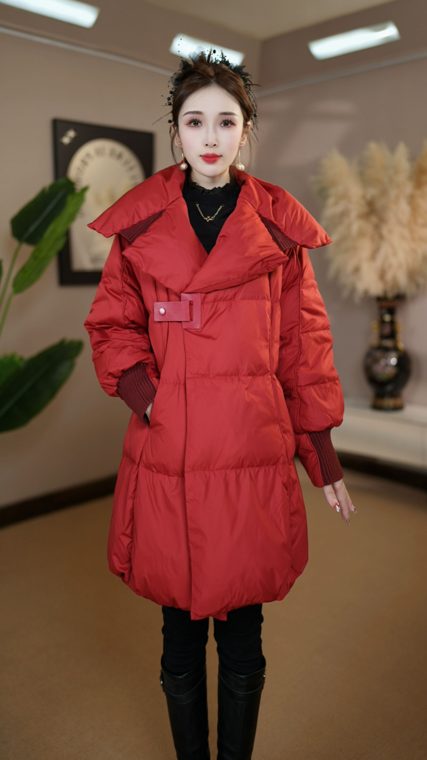 新款气质冬季宽松加厚保暖高端轻奢洋气收腰白鸭绒羽绒服M-2XL