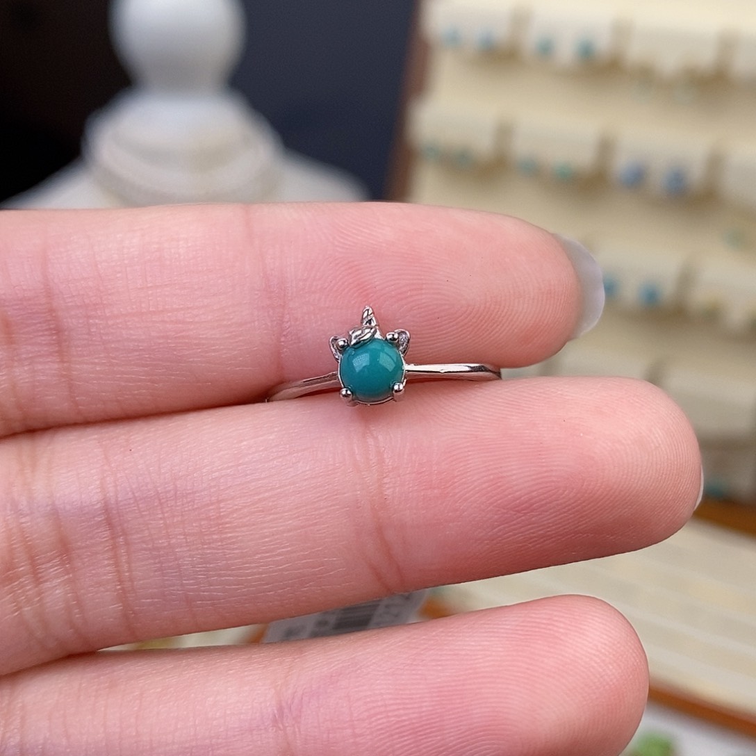 绿松石戒指银S925镶嵌