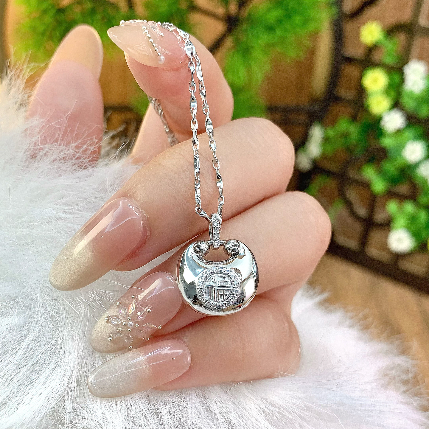 铂金项链pt950铂金吊坠胖福莫桑钻挂坠铂金首饰饰品深圳水贝女款