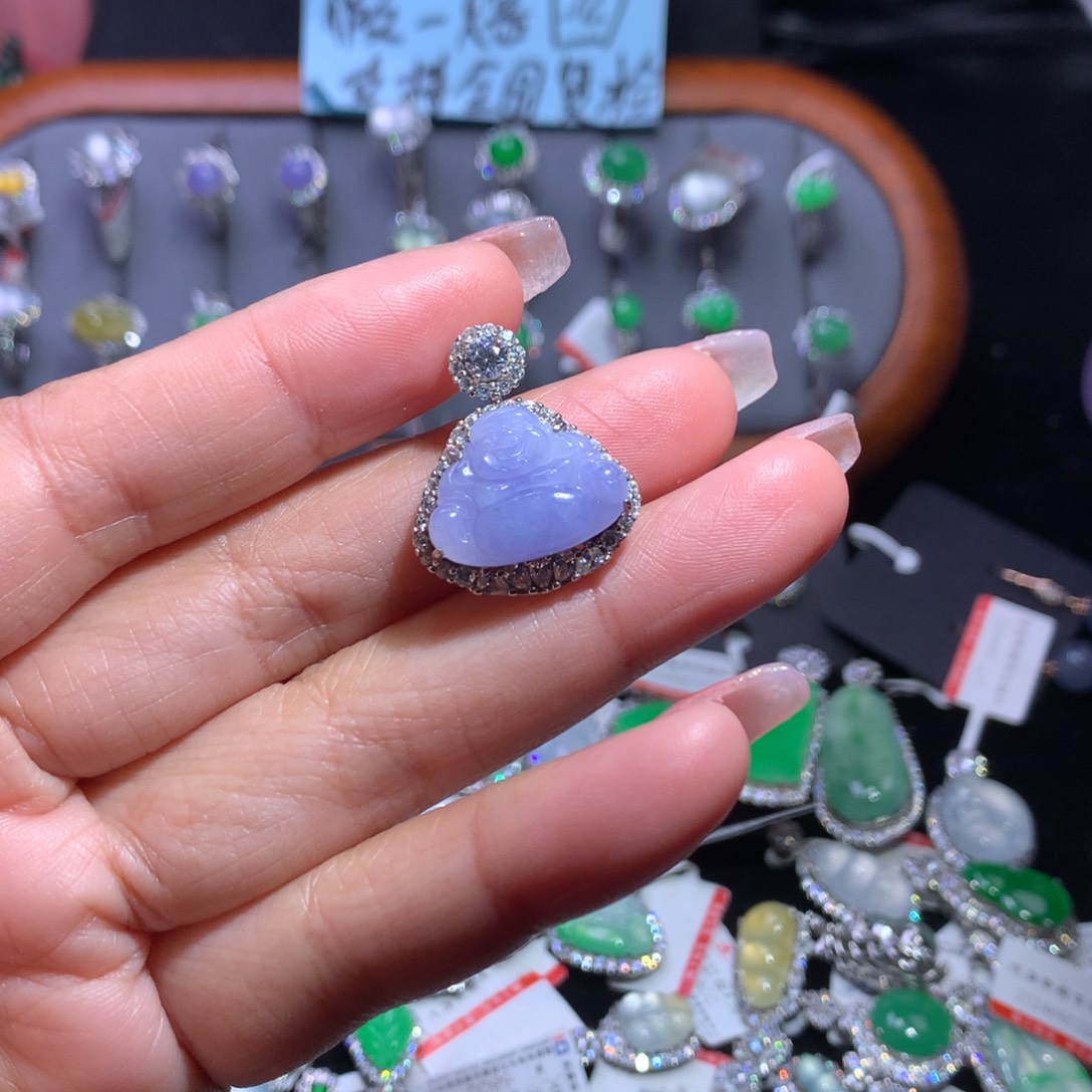 翡翠颈饰银S925镶嵌＂****