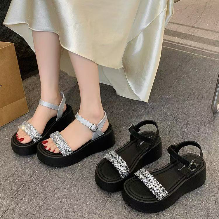 【瑕疵款 无售后服务】7710 厚底增高松糕女鞋百搭露趾休闲凉鞋
