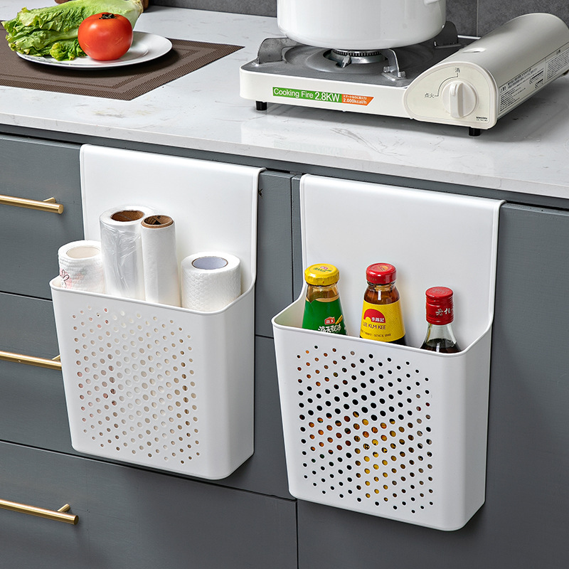 厨房柜门保鲜膜收纳架收纳盒壁挂式橱柜门内侧冰箱置物架侧收纳