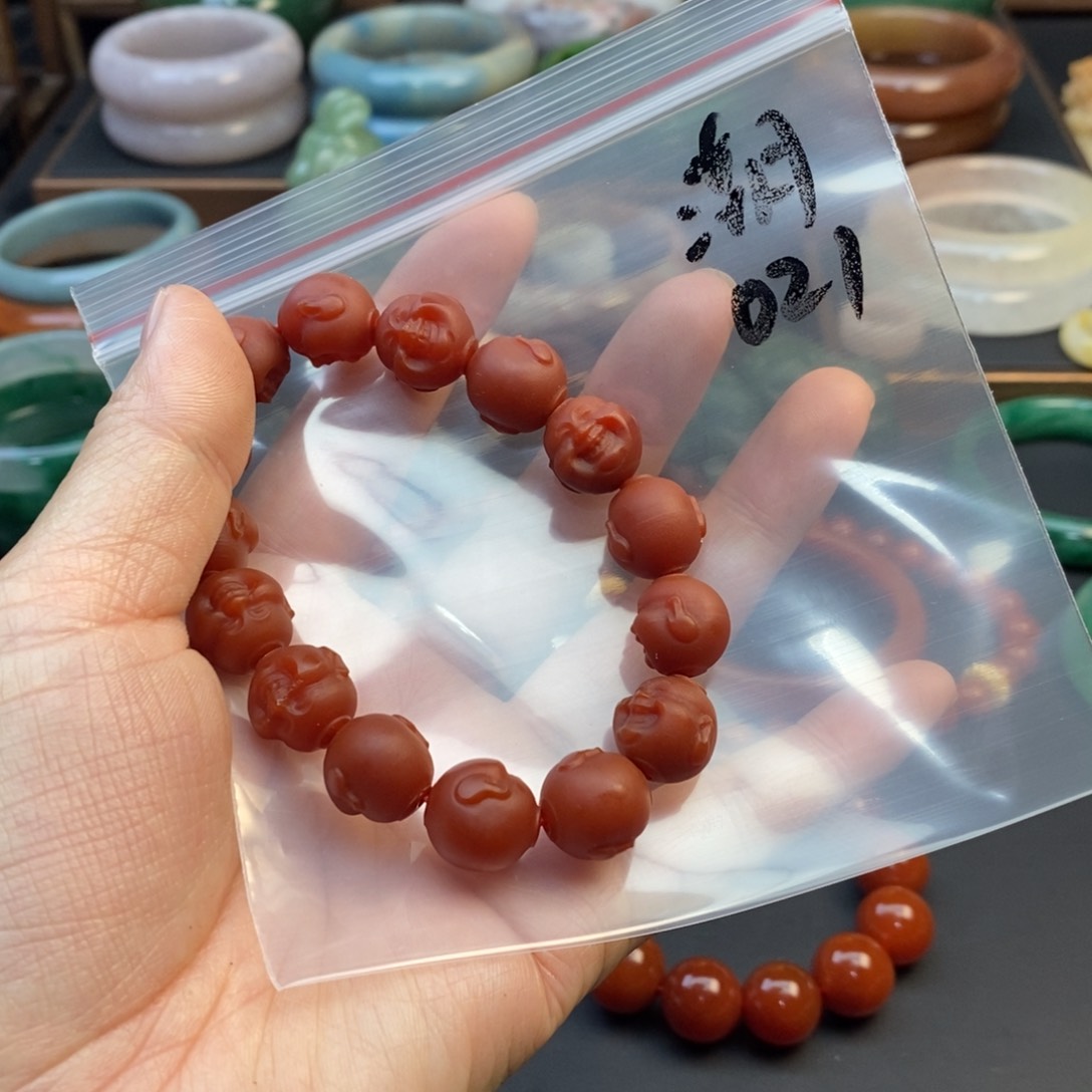 玛瑙/玉髓佛头手串1.4未镶嵌潮*