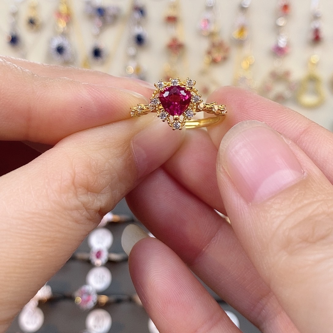 碧玺戒指银S925镶嵌卢比来火龙果