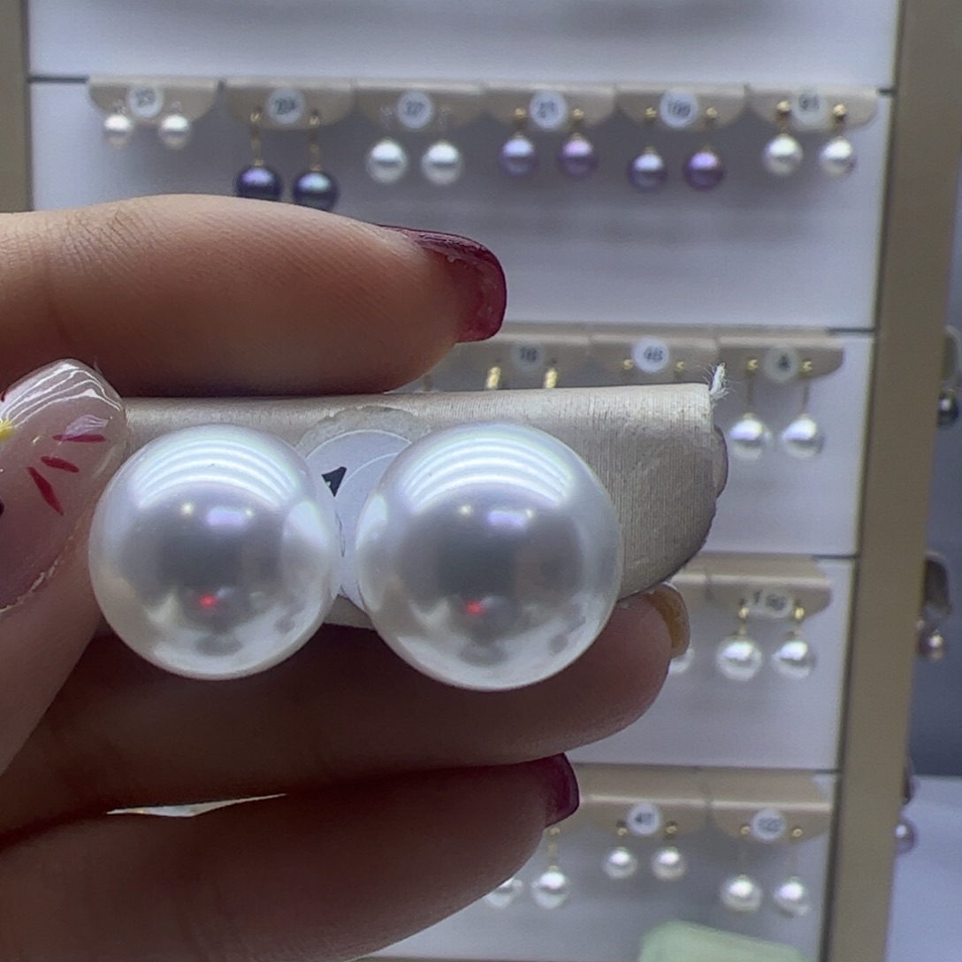 淡水珍珠耳饰18K金镶嵌