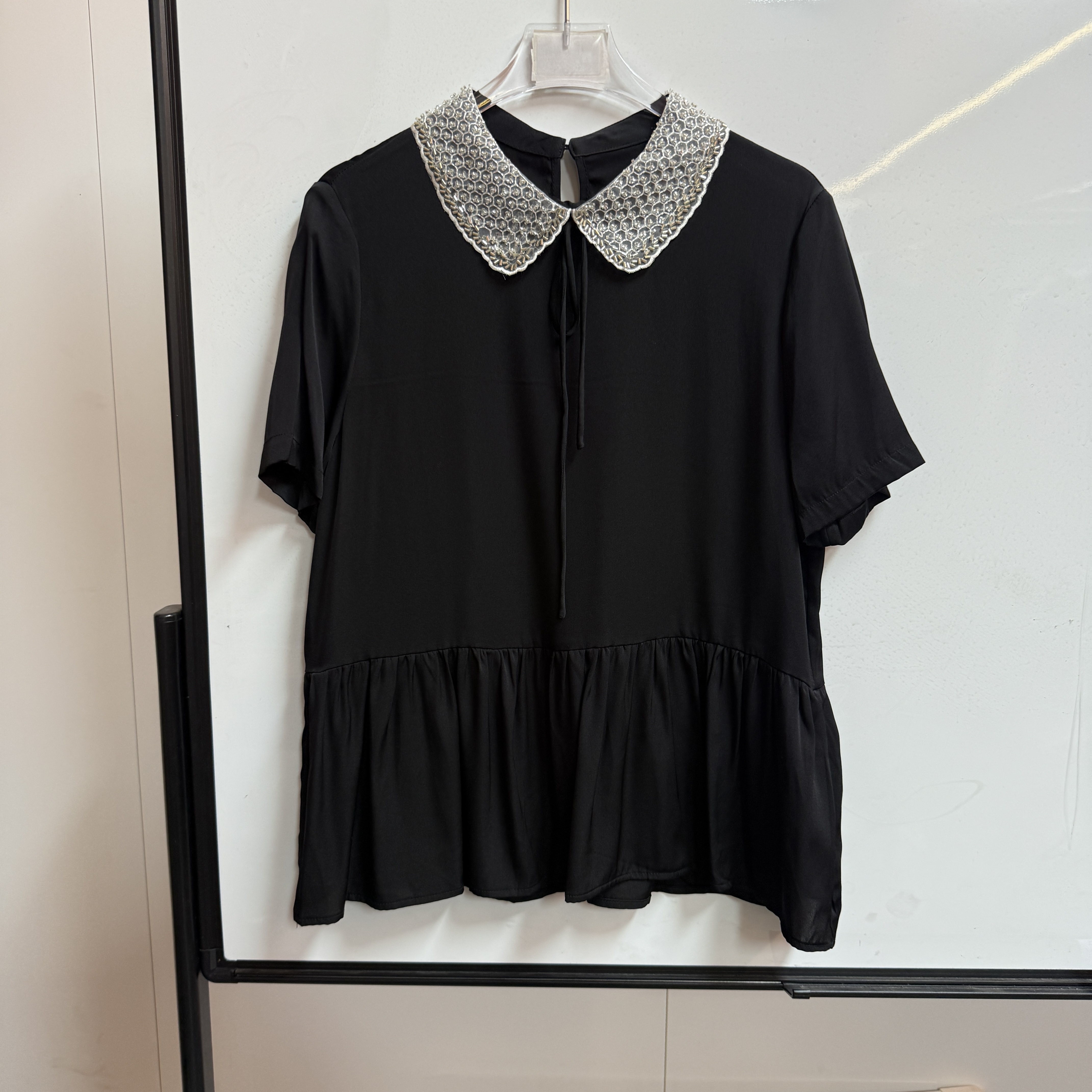 重磅真丝双乔弹力缎长袖上衣E65